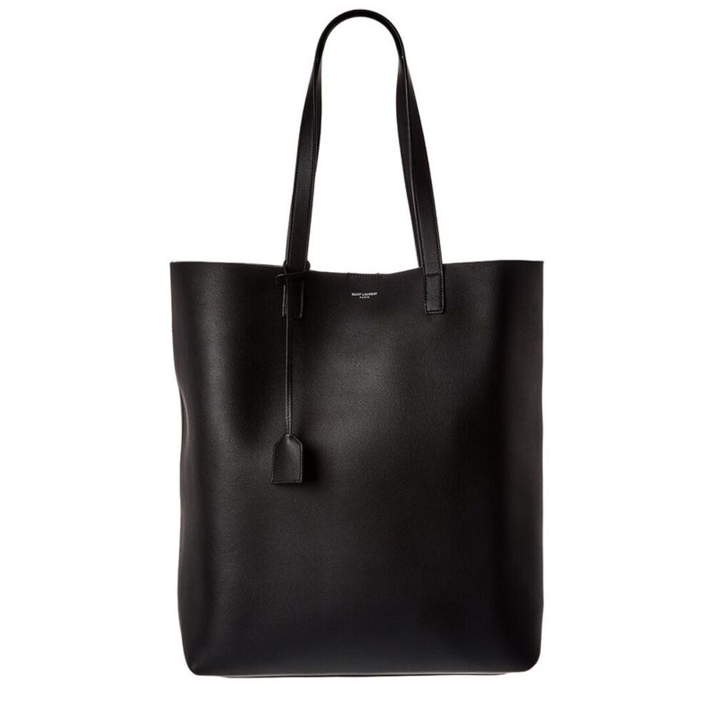 Saint Laurent Bold Leather Shopper Tote, Black